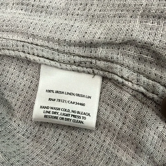 [M]Eileen Fisher Dark Gray Irish Linen LS Fringe Button Duster Cardigan Jacket - Picture 11 of 11